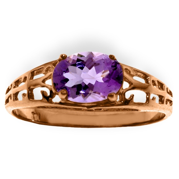 GOLD FILIGREE RING WITH NATURAL AMETHYST - Picture 3 of 7